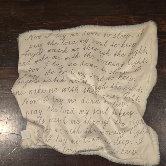 Mud Pie Cream Faux Fur Angel Bear Security Blanket Lovie - "Now I Lay Me Down To - Picture 4 of 5